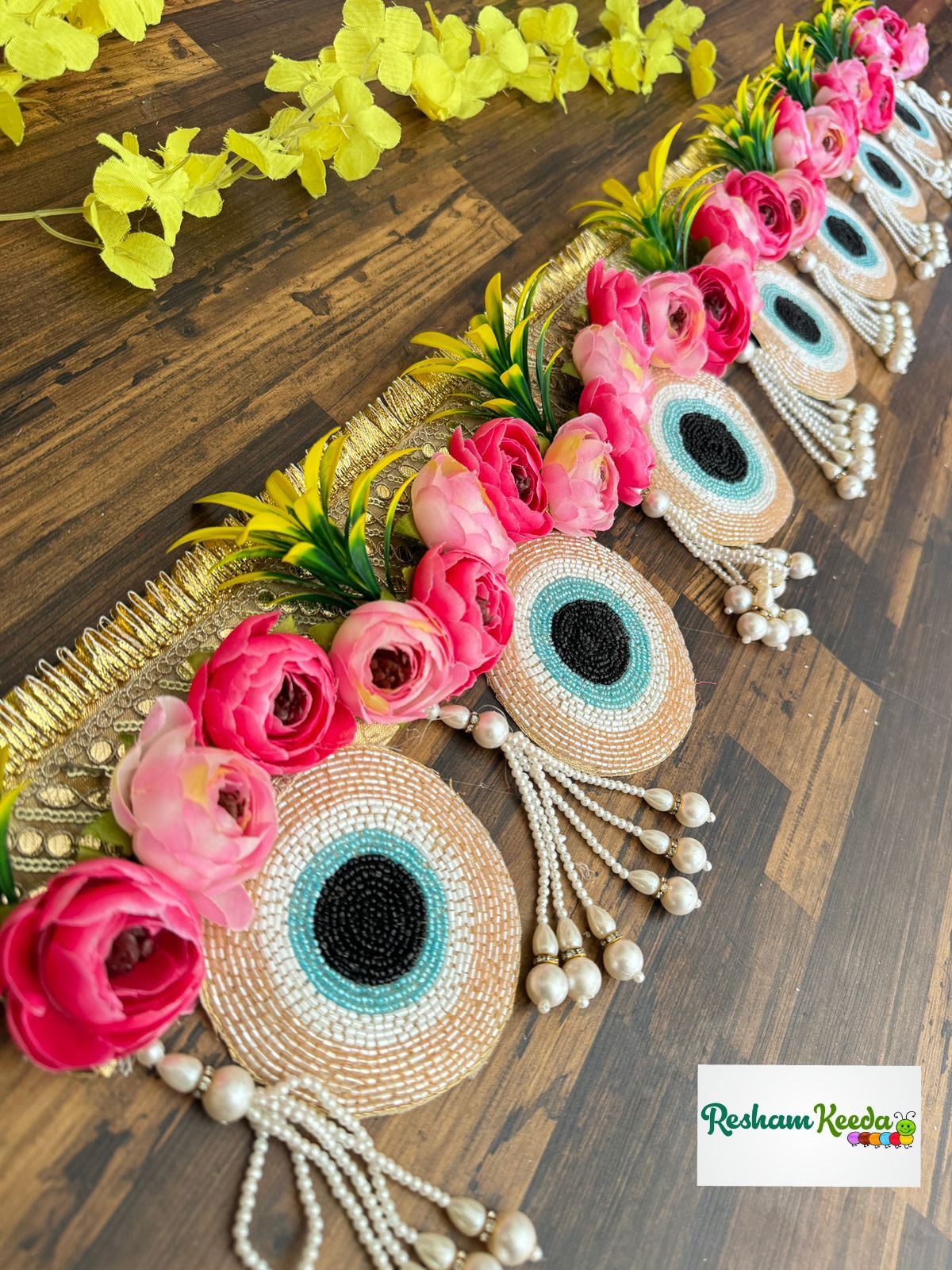 Beautifully Handcrafted Heavy Designer Floral Bandarwal Toran in Evil Eye Theme For Diwali Grah Pravesh House Warming Wedding Festival Home Decoration