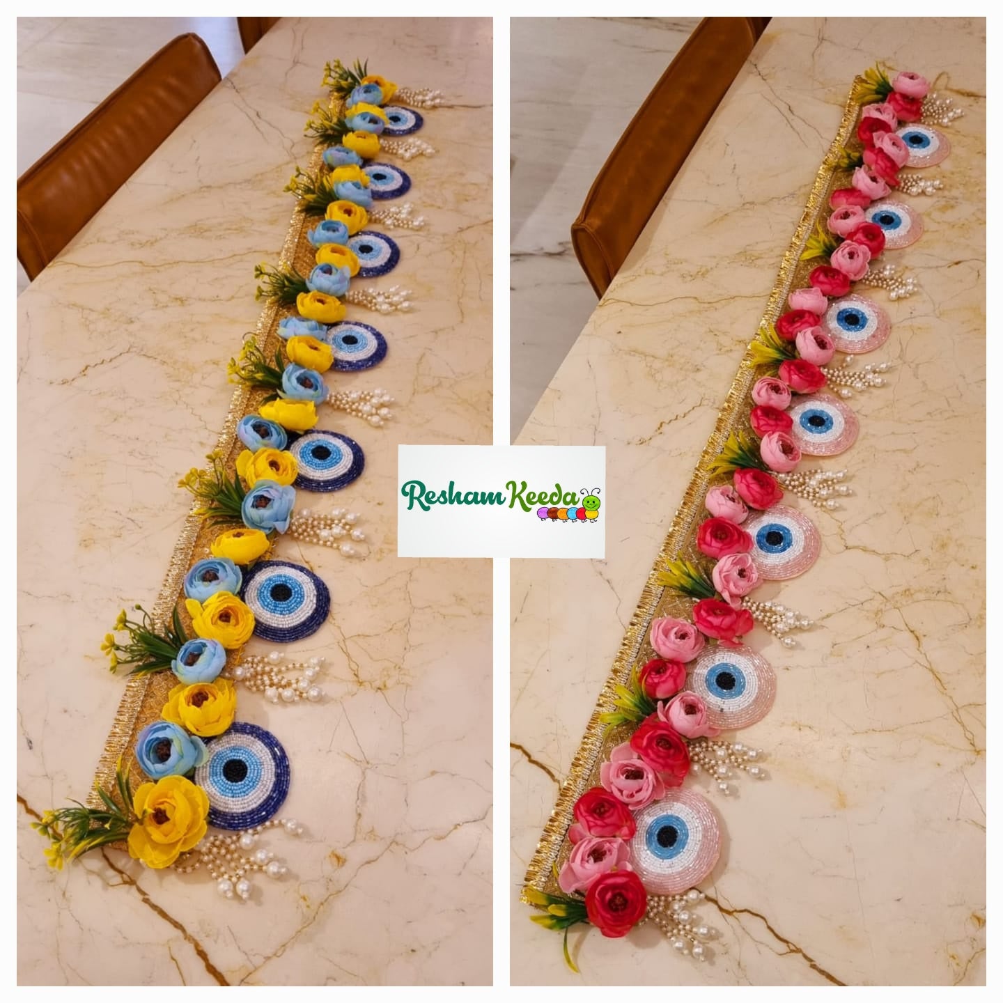 Beautifully Handcrafted Heavy Designer Floral Bandarwal Toran in Evil Eye Theme For Diwali Grah Pravesh House Warming Wedding Festival Home Decoration