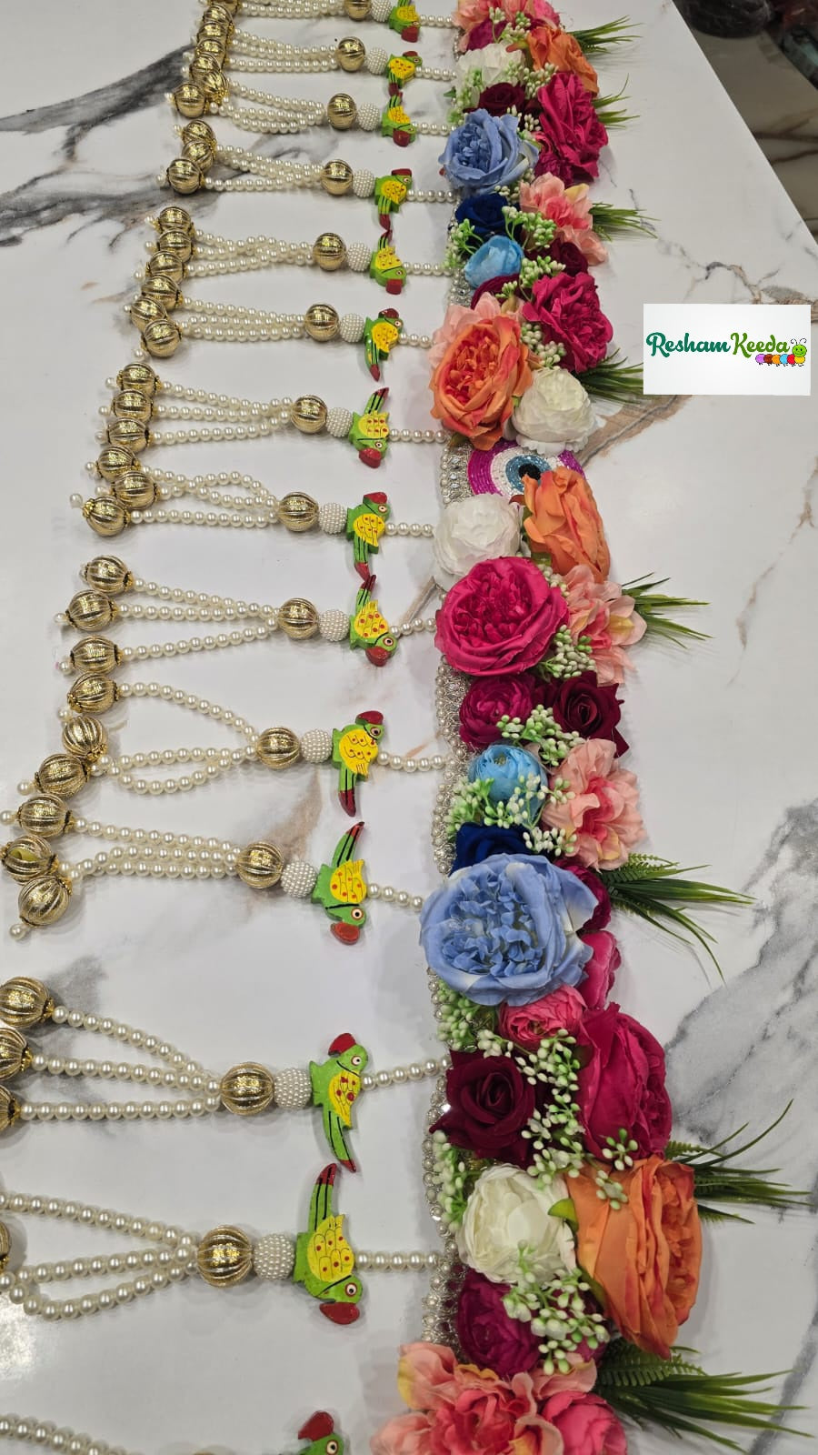 Beautiful Designer Evil Eye Floral Bandarwal Toran with Parrots For Diwali Grah Pravesh House Warming Wedding Festival Home Decoration and Gifting