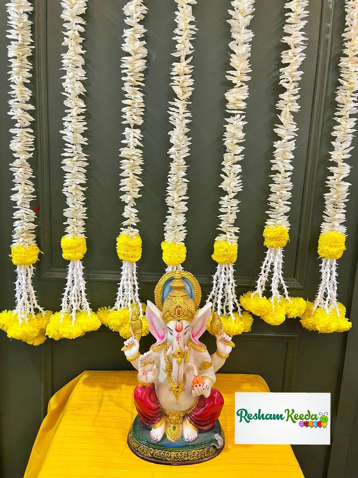 Beautiful Budget Friendly Floral Gajra Mogra Marigold Door Wall Hangings for Diwali Navratri Haldi Mehendi Wedding Decoration (Set of 8)