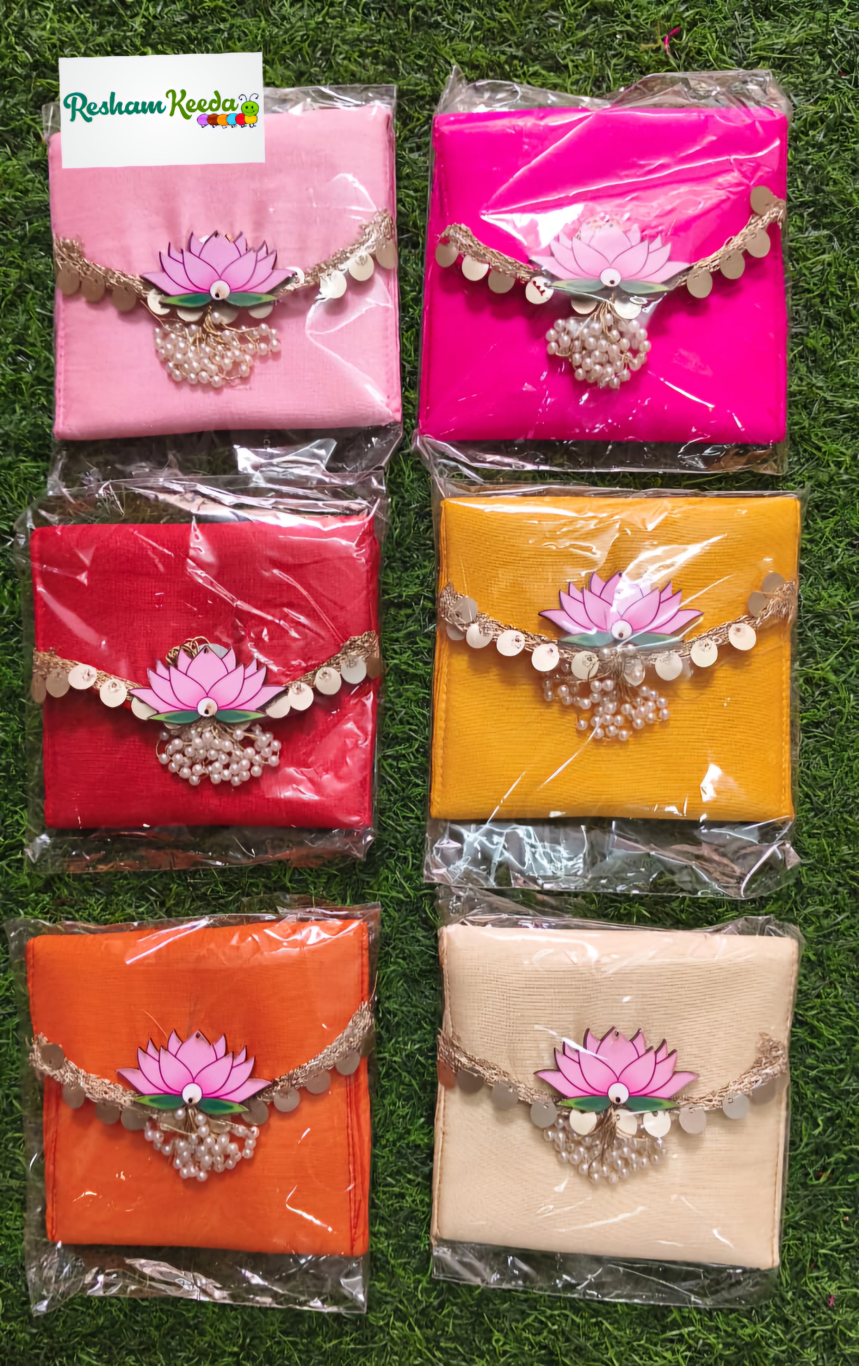 Latest Trending Fancy Lotus Coin Ginni Envelopes Bags Pouches For Diwali Festival Wedding Return Favours Gifting (Pack of 20 pcs)