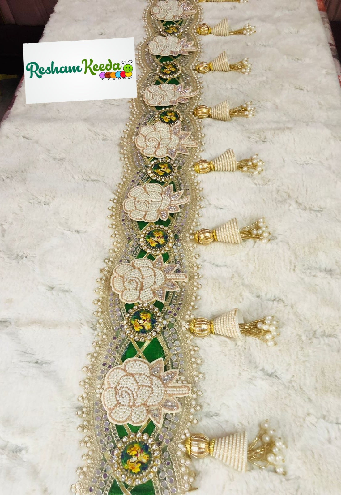 Beautifully Handcrafted Heavy Design Floral, Radha Kishan Krishna Kanha Ji Bandarwal Toran For Diwali Grah Pravesh House Warming Festival Home Decoration