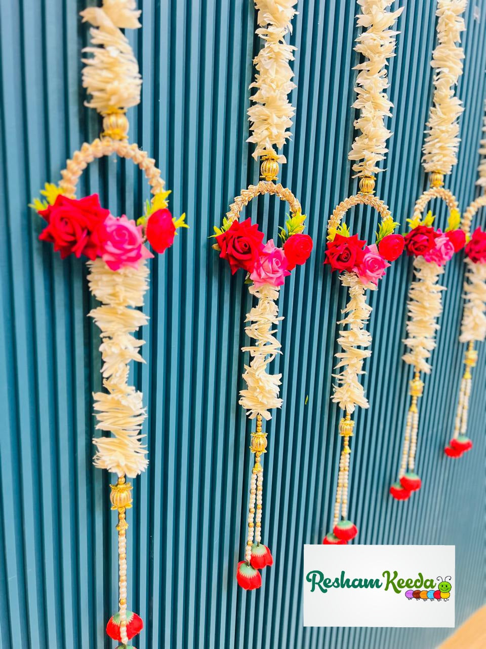 Beautiful Rose Bunch with Mogra Hanging for Diwali Navratri Wedding Festival Home Garden Decoration (Pair)