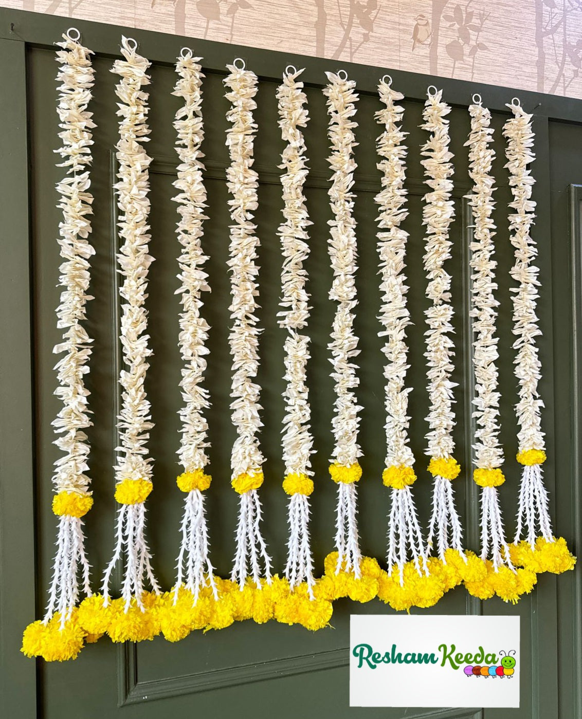 Beautiful Budget Friendly Floral Gajra Mogra Marigold Door Wall Hangings for Diwali Navratri Haldi Mehendi Wedding Decoration (Set of 8)