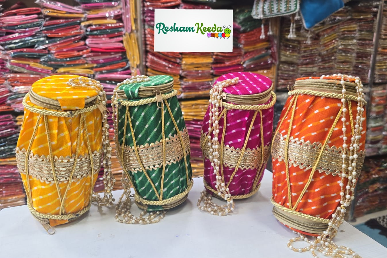 Exclusive Openable Dholki Dholak Shagun Lifafa Zipper Envelope Potli Bags Giveaways Dryfruit Box for Makar Sakranti, Lohri and Wedding Ocassional Hiftings and Return Favours (Pack of 10)