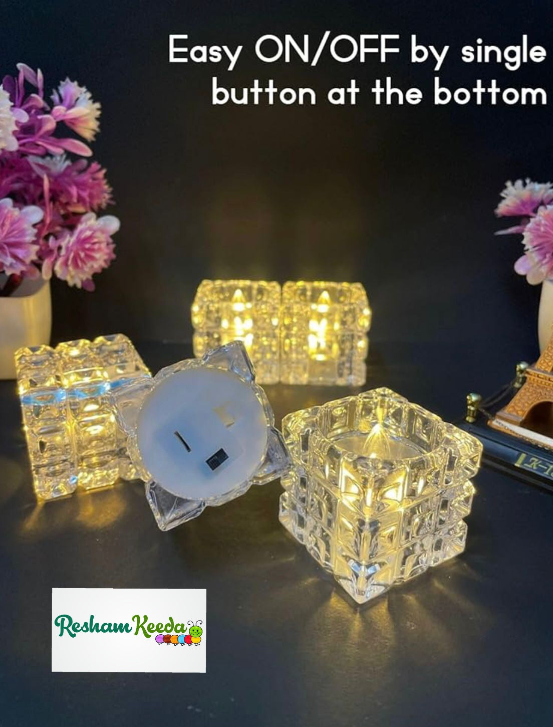 Easy-to-Use and Safe Flameless Smokeless Tilismi Crystal LED Candles Lights for All Occasions Birthday / Diwali / Ganesh Pooja / Events & Festive Decoration (Pack of 12)