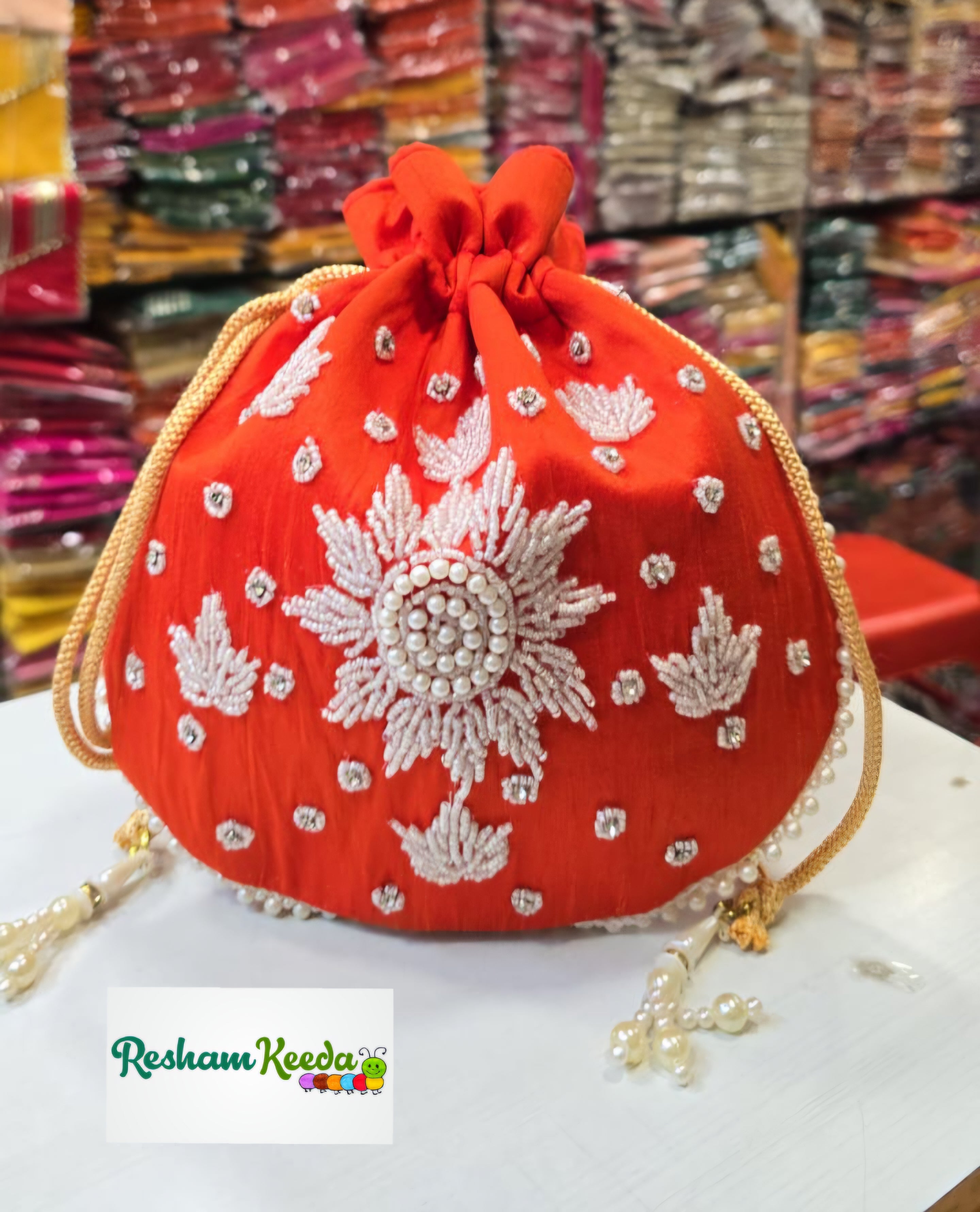 Premium Designer Beads Motifs Floral Handwork Perfect for Return Gift Favours Giveaways in Teej Parties Haldi Mehendi Diwali Festive and Wedding Events (Pack of 8)