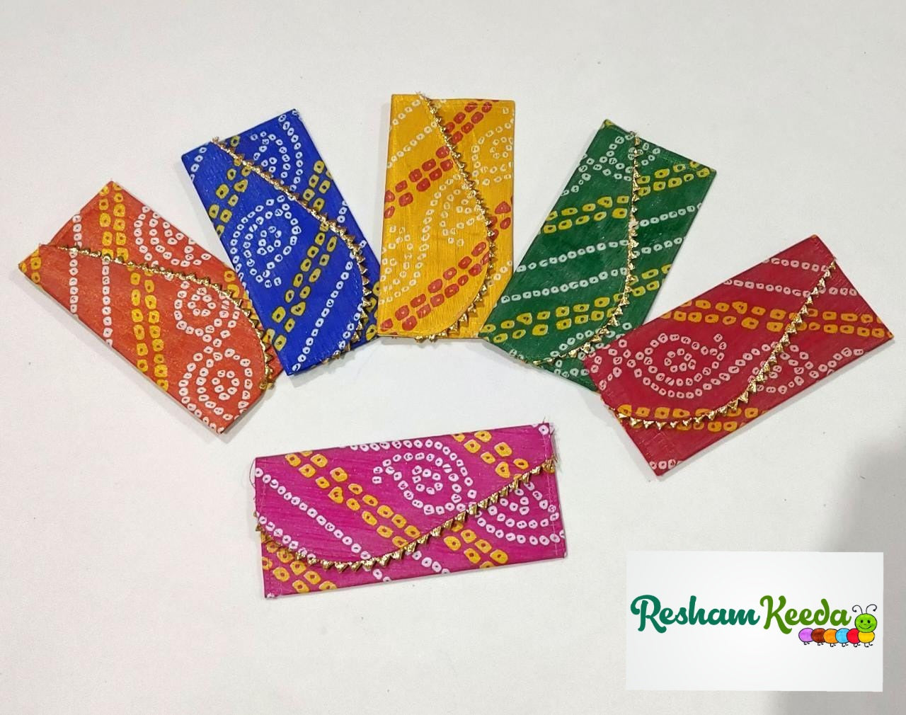 Rajasthani Bandhej Bandhani Print Silk Shagun Lifafa Envelopes For Diwali Festival Wedding Return Favours Gifting (Pack of 20 pcs)