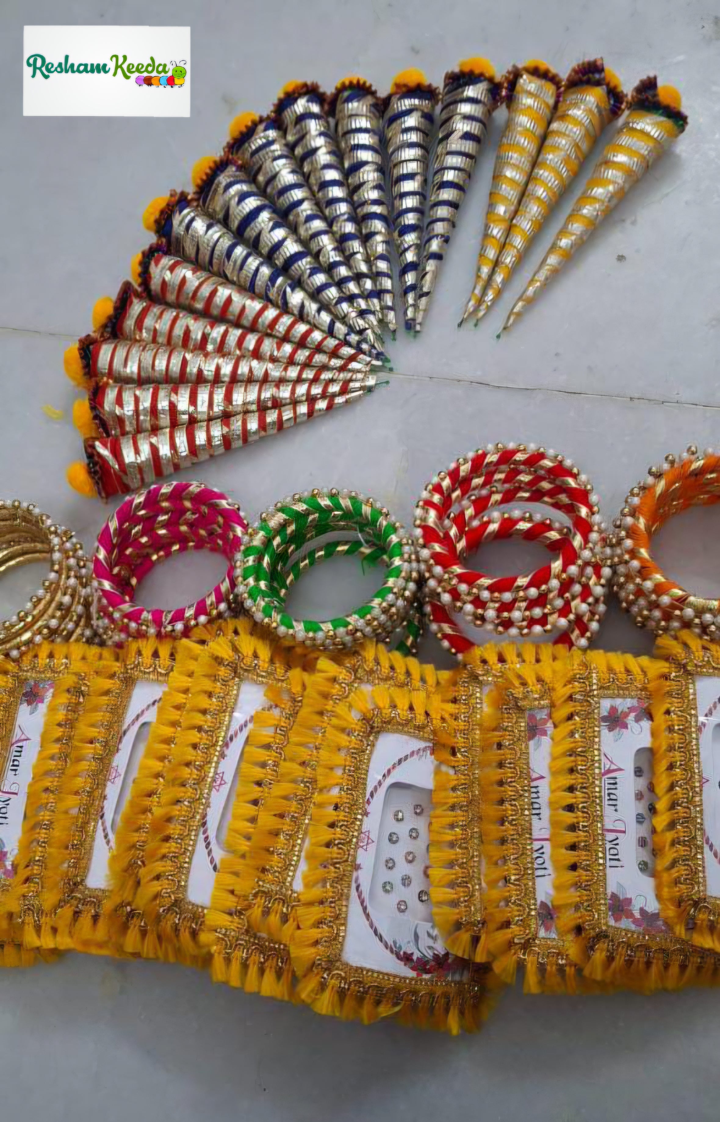 Budget Friendly Bangles, Bindi and Mehendi Cone Combo Gift Hamper Perfect for Return Gift Favours Giveaways in Teej Sinjara Kitty Parties Haldi Mehendi Festive and Wedding Events (Pack of 10)
