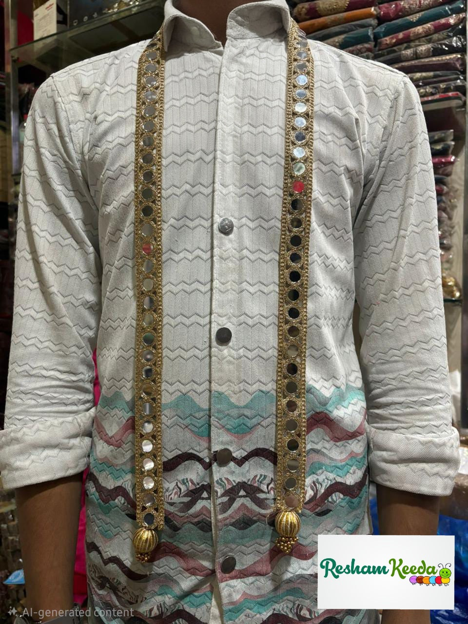 Beautiful Heavy Mirror Work Stole Mala Dupatta Patka for Swagat Baraat Haldi Mehendi Wedding Festive Gifting Giveaways (Pack of 10)