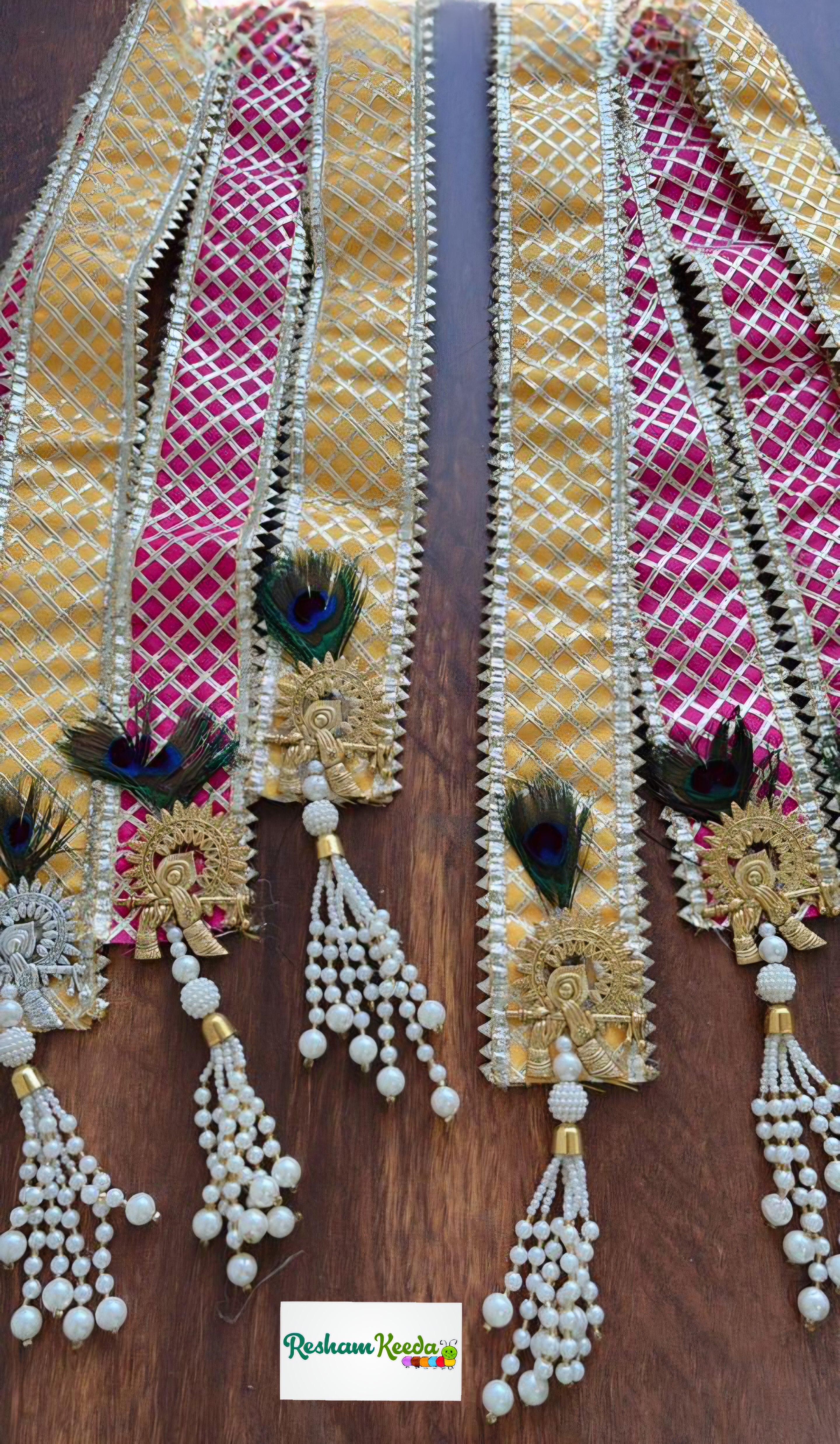 Budget Friendly Beautiful Gota Patti with Heavy Tussel Stole Mala for Mameru Swagat Baraat Haldi Mehendi Bhaat Wedding Festive Gifting Giveaways (Pack of 10)