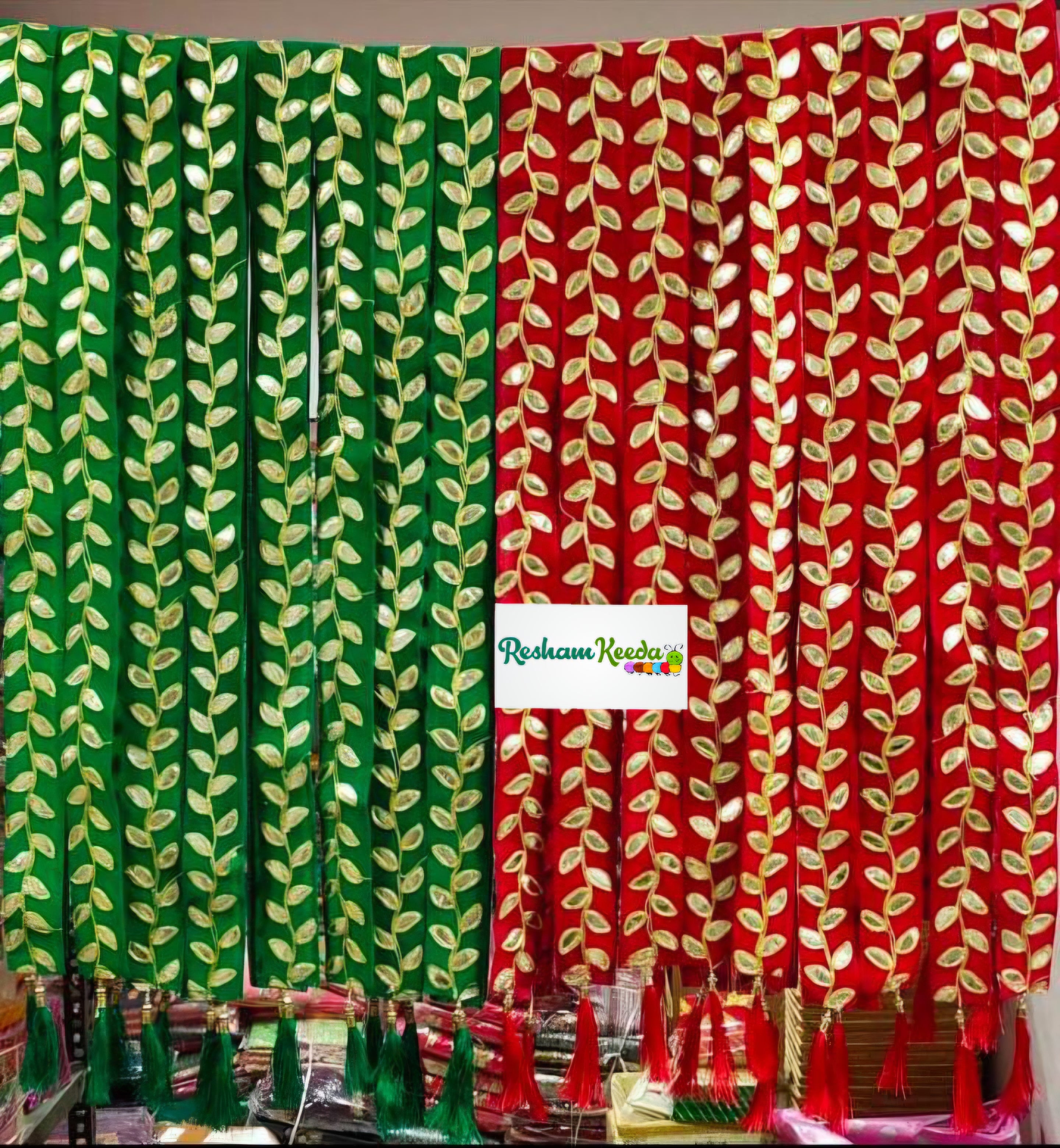 Budget Friendly Beautiful Gota Patti with Heavy Tussel Stole Mala for Mameru Swagat Baraat Haldi Mehendi Bhaat Wedding Festive Gifting Giveaways (Pack of 20)