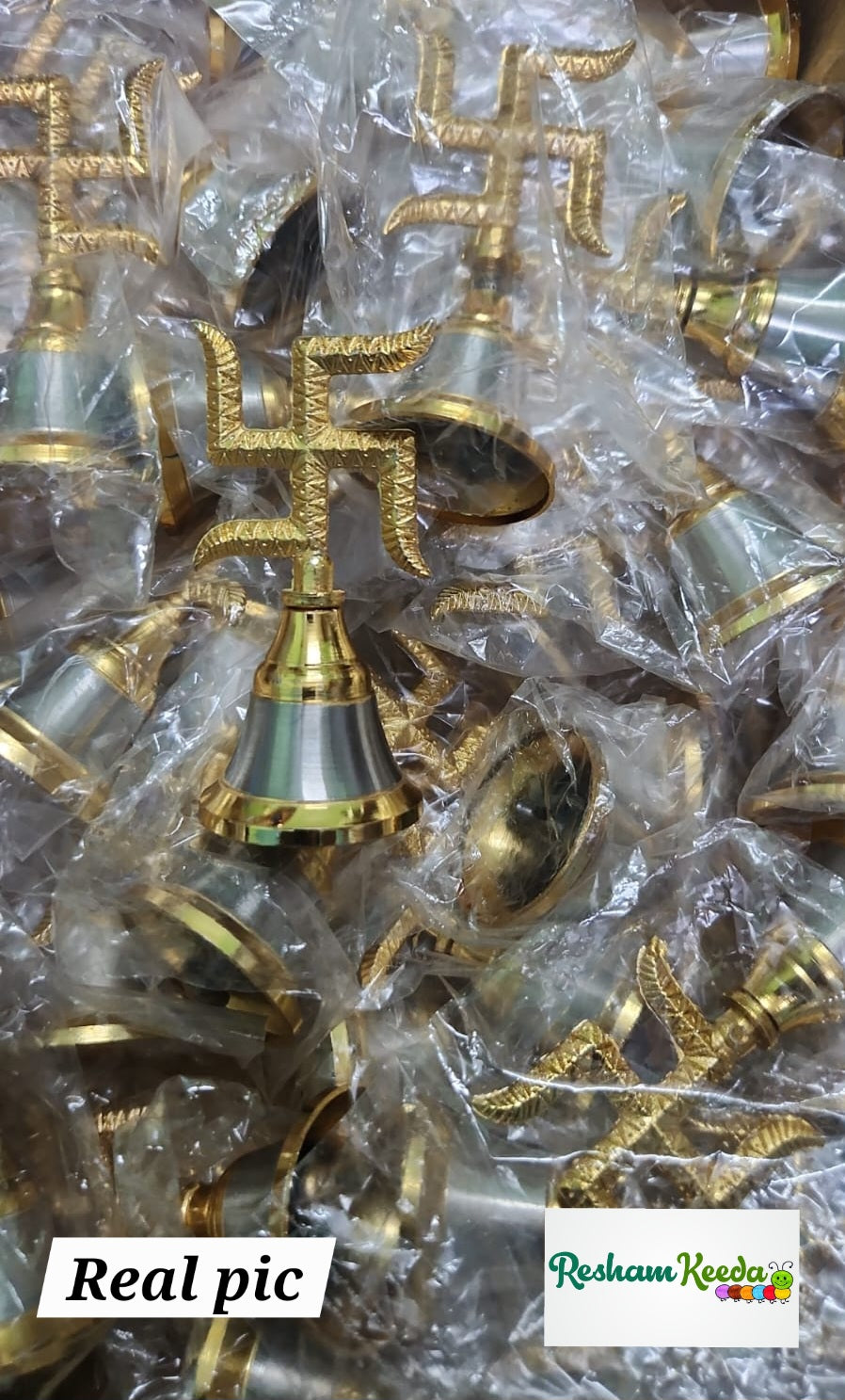 Beautiful Trending Swastik Bells Ghanti Rattles for Baby Welcome, Bride, Baraat Phera Haldi Mehendi Wedding Keertan Satsang Faag Faagotsav Krishna Janmotsav Janamashtmi Baby Shower Giveaways Return Gifts Gifting Favours (Pack of 20)