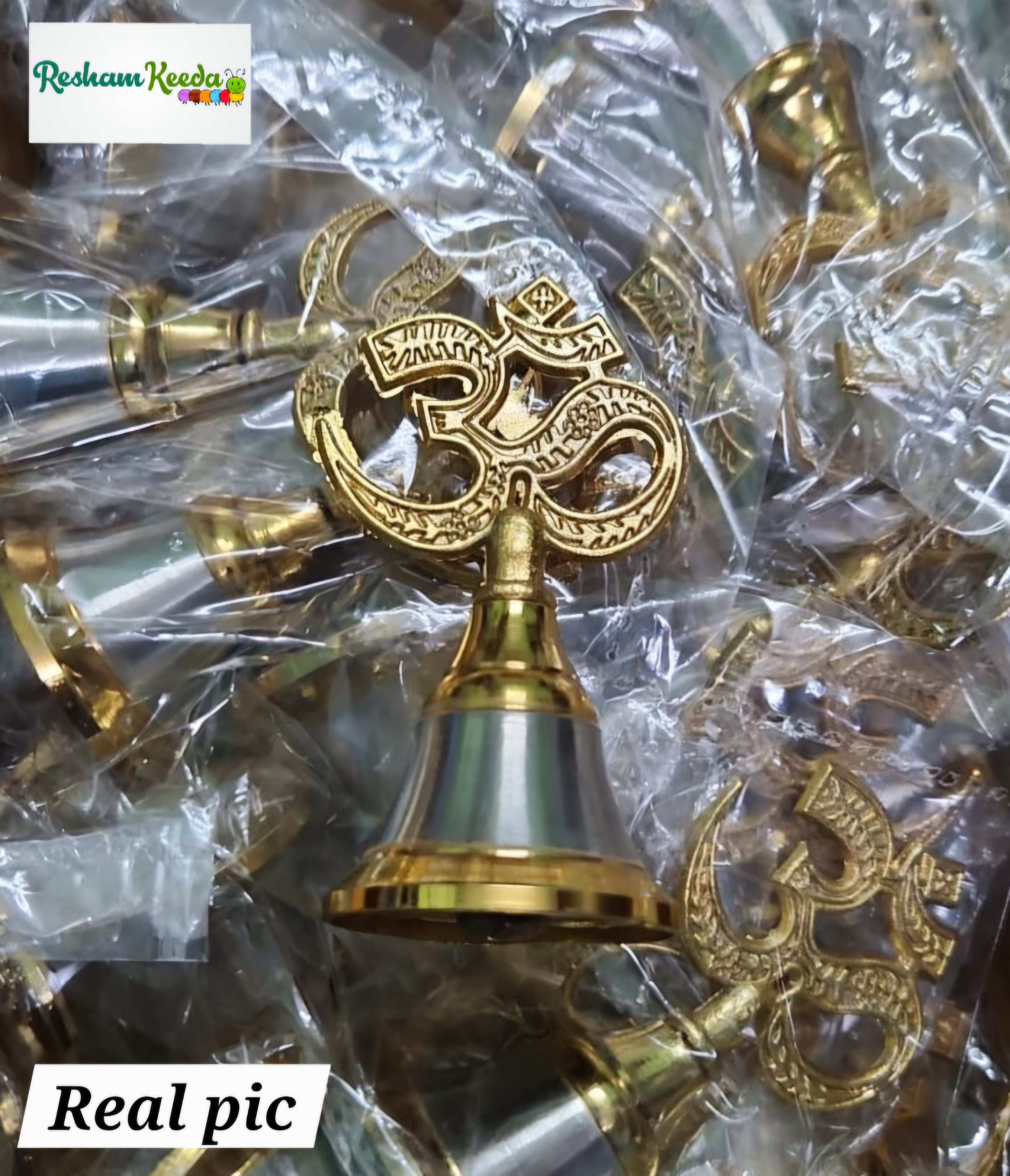 Beautiful Trending OM Bell Ghanti Rattles for Baby Welcome, Bride, Baraat Phera Haldi Mehendi Wedding Keertan Satsang Faag Faagotsav Krishna Janmotsav Janamashtmi Baby Shower Giveaways Return Gifts Gifting Favours (Pack of 20)