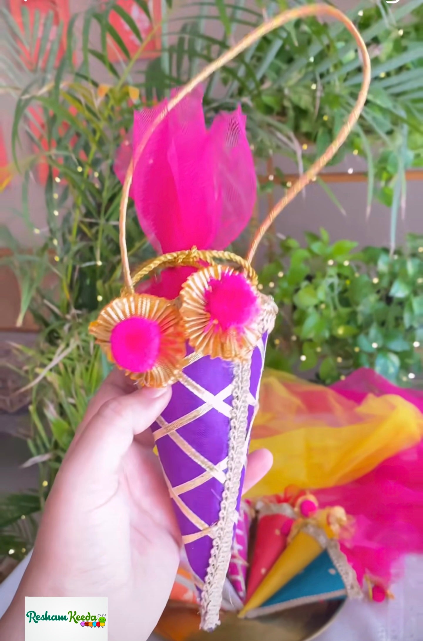 Premium Openable Decorative Dryfruit Toffee Chocolate Shagun Cones Giveaways for Makar Sakranti, Lohri, Haldi Mehendi and Wedding Ocassional Giftings and Return Favours (Pack of 5)