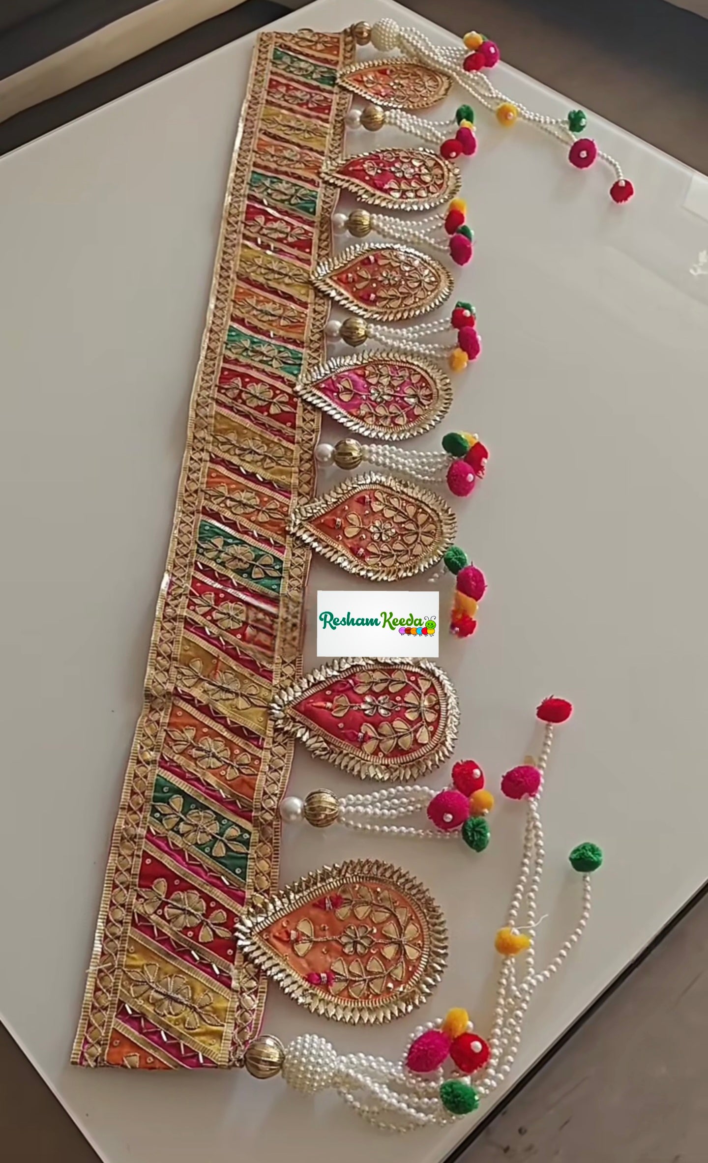 Beautiful Handwork Premium Traditional Gota Patti Bandarwal Toran Bandhanwar with Tussels For Diwali Festival Door Home Decoration Grah Pravesh Rakshabandhan and Wedding