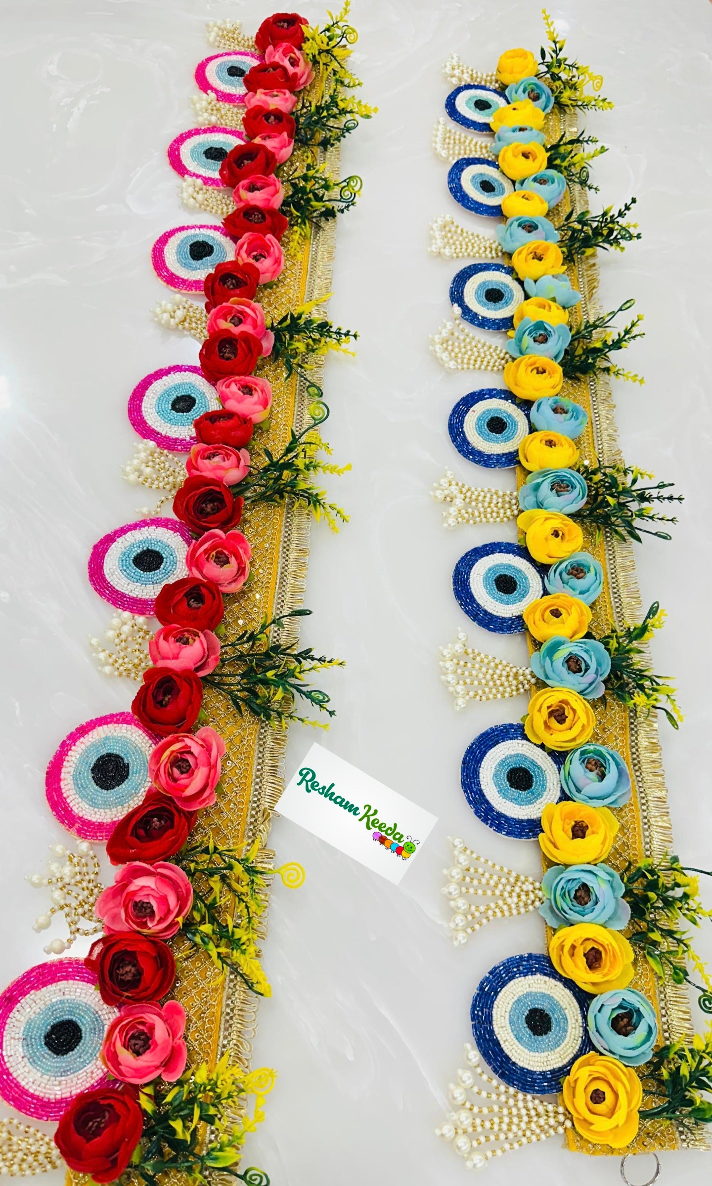 Beautifully Handcrafted Heavy Designer Floral Bandarwal Toran in Evil Eye Theme For Diwali Grah Pravesh House Warming Wedding Festival Home Decoration