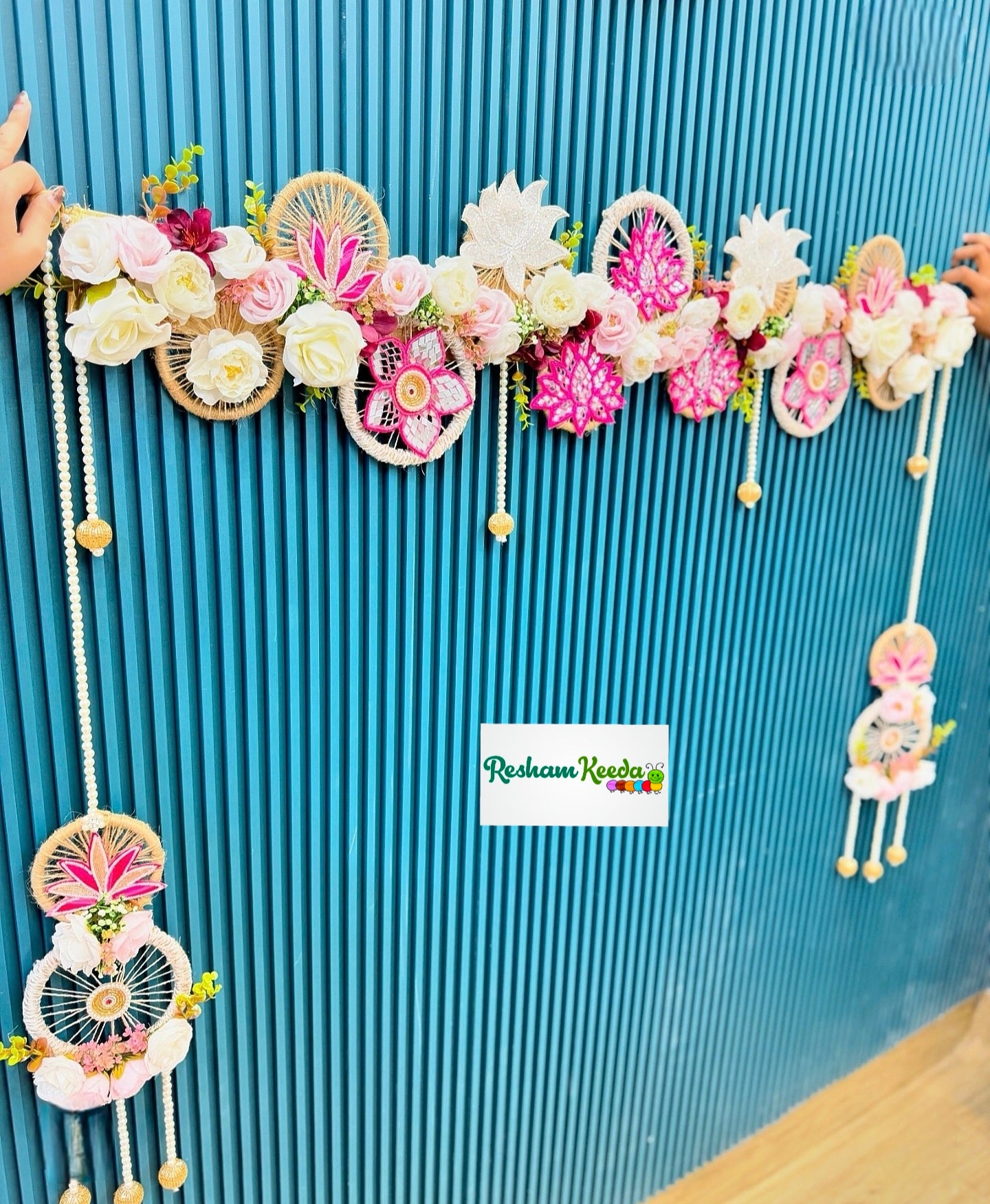 Beautiful Handmade Floral Lotus Theme Bandarwal Toran with Side Latkans For Diwali Grah Pravesh Festival Wedding Home Decoration