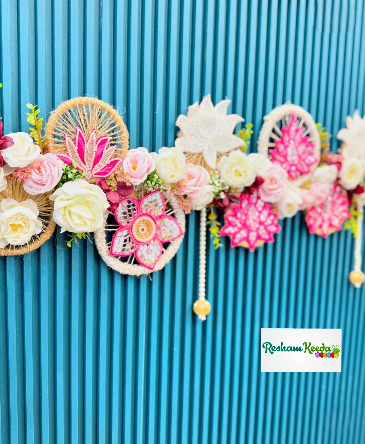 Beautiful Handmade Floral Lotus Theme Bandarwal Toran with Side Latkans For Diwali Grah Pravesh Festival Wedding Home Decoration