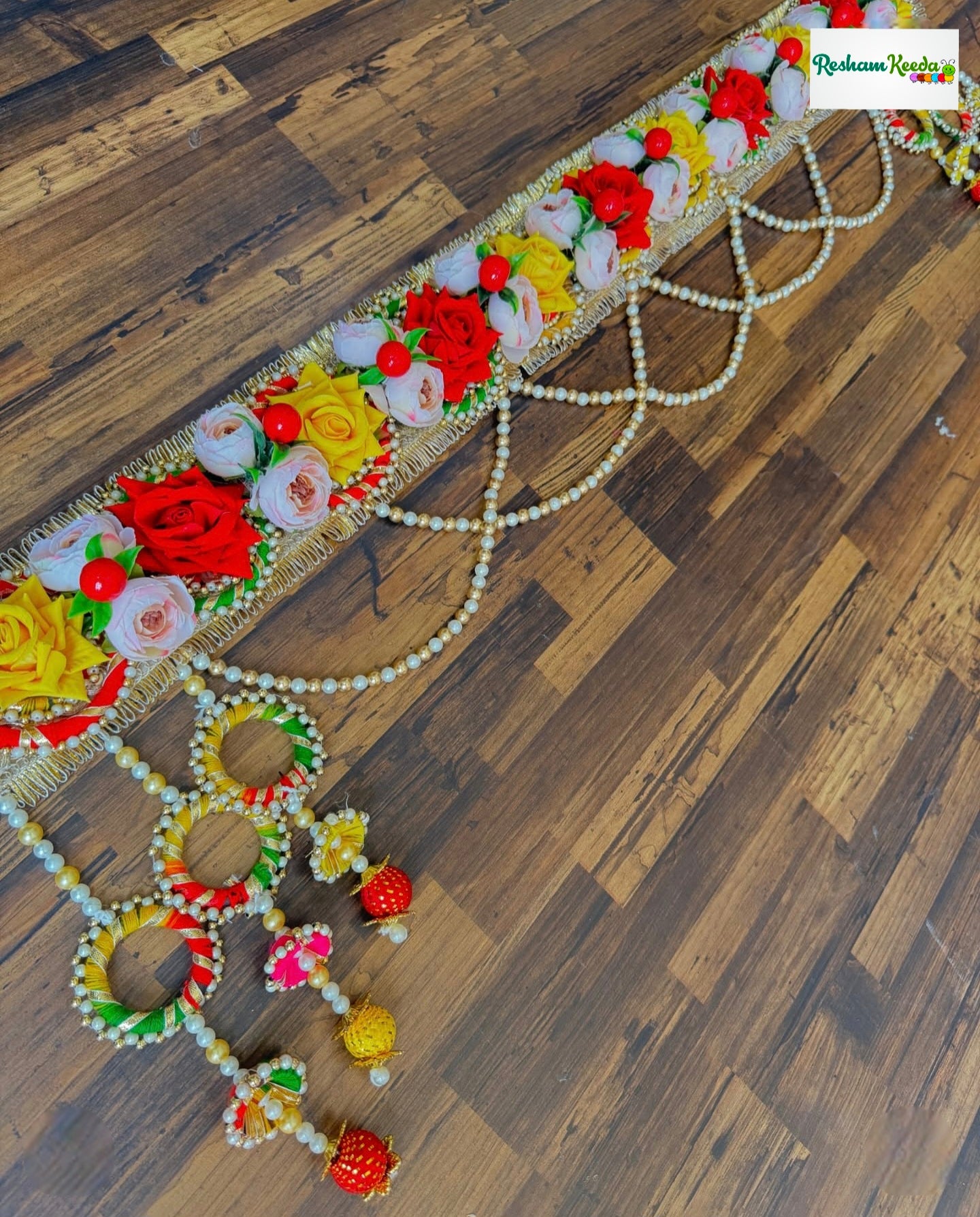 Budget Friendly Handcrafted Floral Motifs Bandarwal Toran with Side Latkans For Diwali Grah Pravesh Festival Wedding Home Decoration and House Warming Gifting