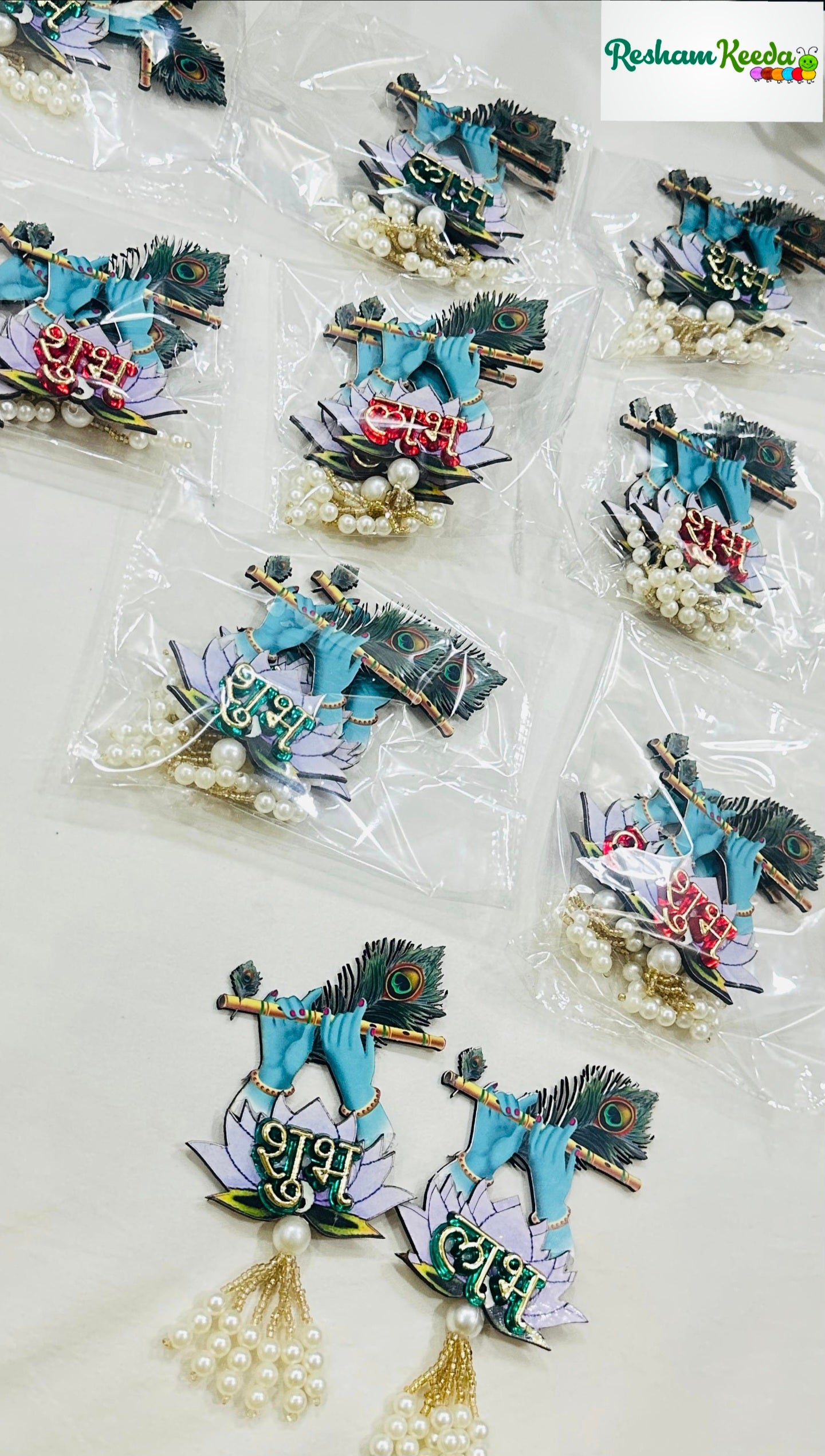 Budget Friendly Kanha Ji Kanhaiya Krishna Murli Bansuri Shubh Labh Door Wall Hanging Bajot for Diwali Navratri Festival Wedding Home Decoration and Gifting (2 Pairs)