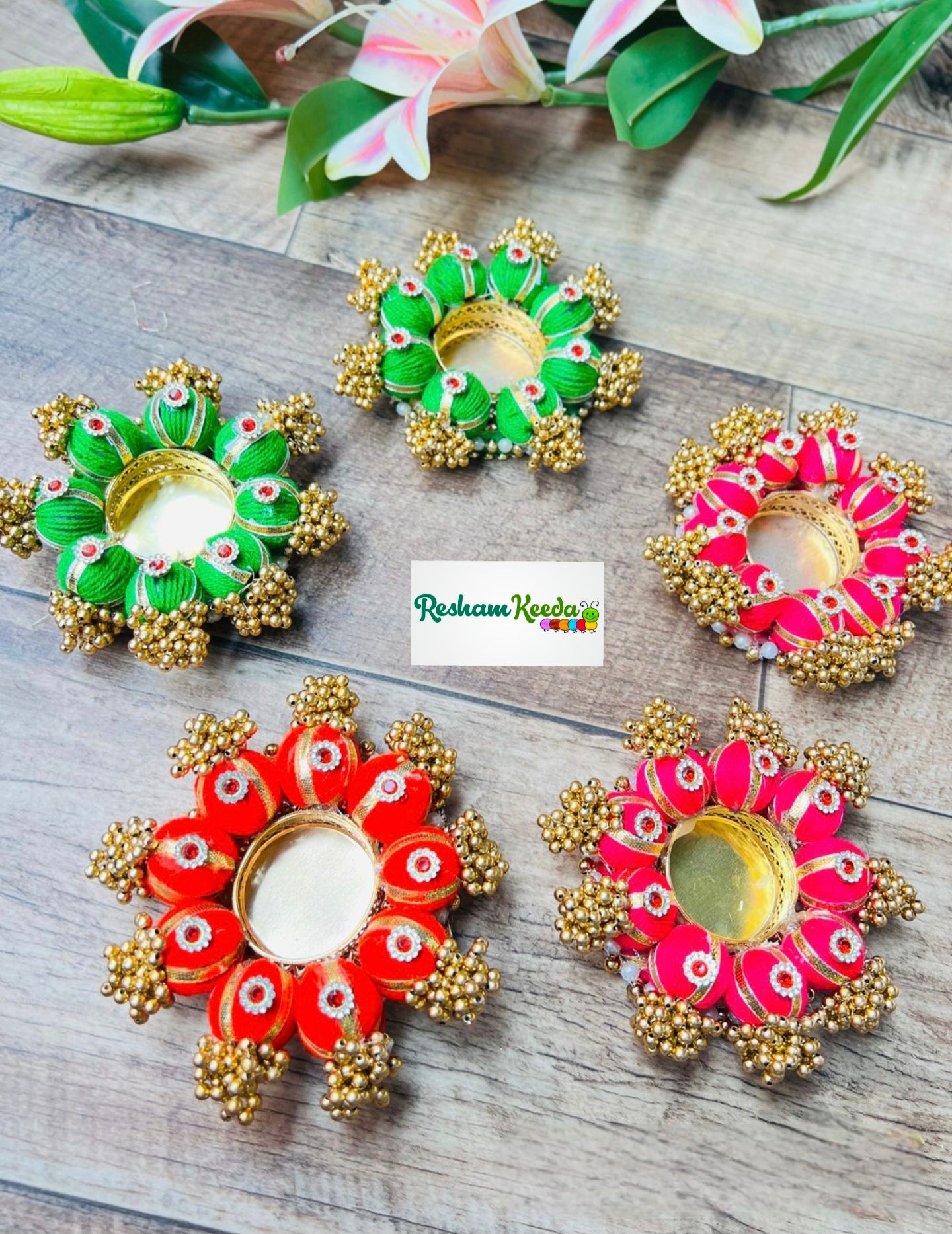 Beautiful Gota Balls Tlights and Candle Holders for Gabesh Utsav Krishna Janmotsav Diwali Festival Wedding Home Decoration