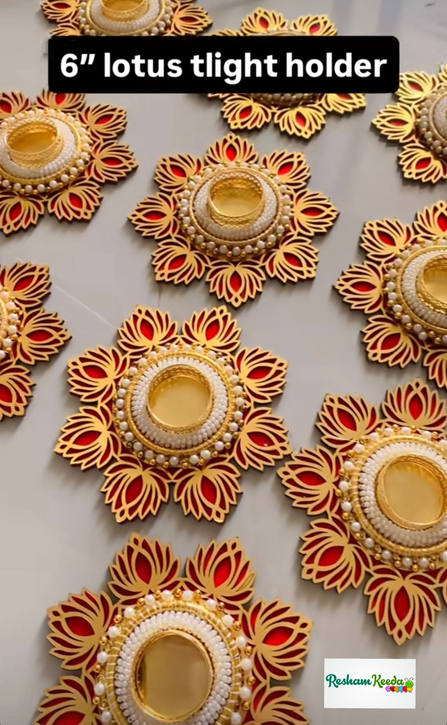 Readymade Lotus Tlight and Candle Holders Platter for Wedding Diwali Festival and Home Decoration (Pack of 2)
