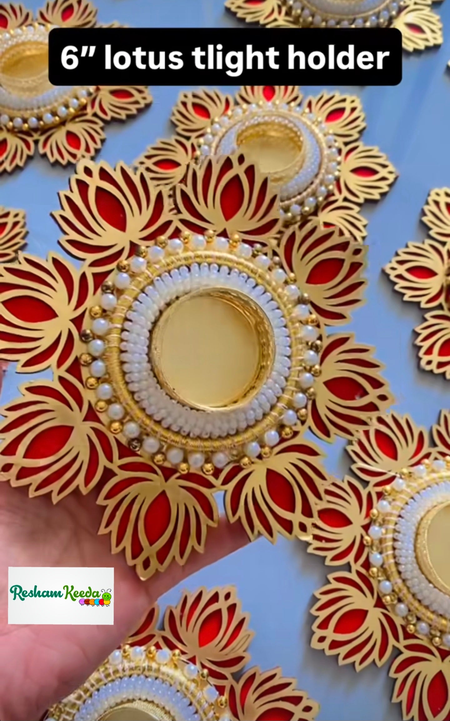 Readymade Lotus Tlight and Candle Holders Platter for Wedding Diwali Festival and Home Decoration (Pack of 2)