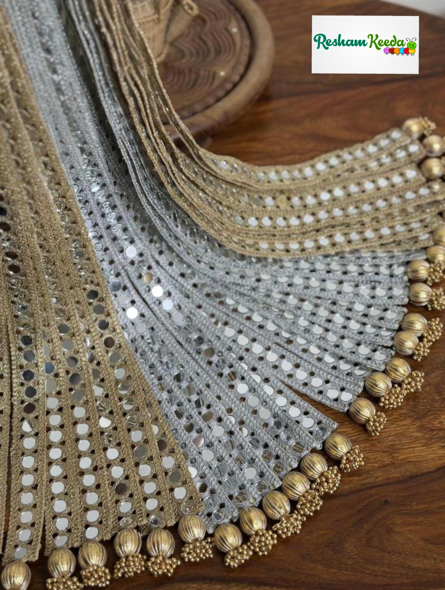 Beautiful Heavy Mirror Work Stole Mala Dupatta Patka for Swagat Baraat Haldi Mehendi Wedding Festive Gifting Giveaways (Pack of 10)