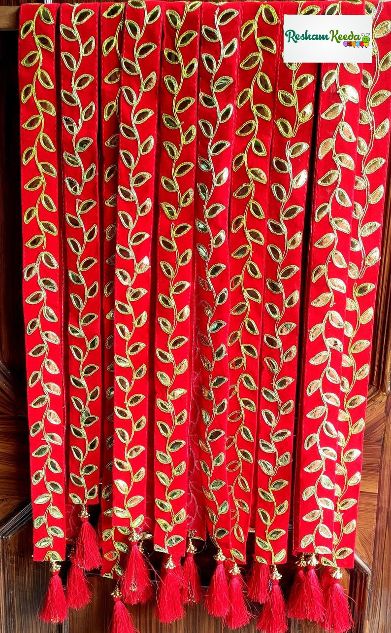 Budget Friendly Beautiful Gota Patti with Heavy Tussel Stole Mala for Mameru Swagat Baraat Haldi Mehendi Bhaat Wedding Festive Gifting Giveaways (Pack of 20)