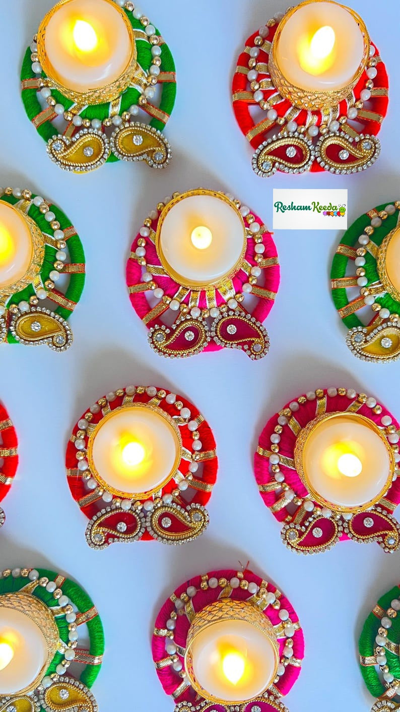 Budget Friendly Handcrafted Kairi Design Tlight and Candle Holders for Wedding Diwali Festival and Home Decoration and Gifting (Pack of 5)