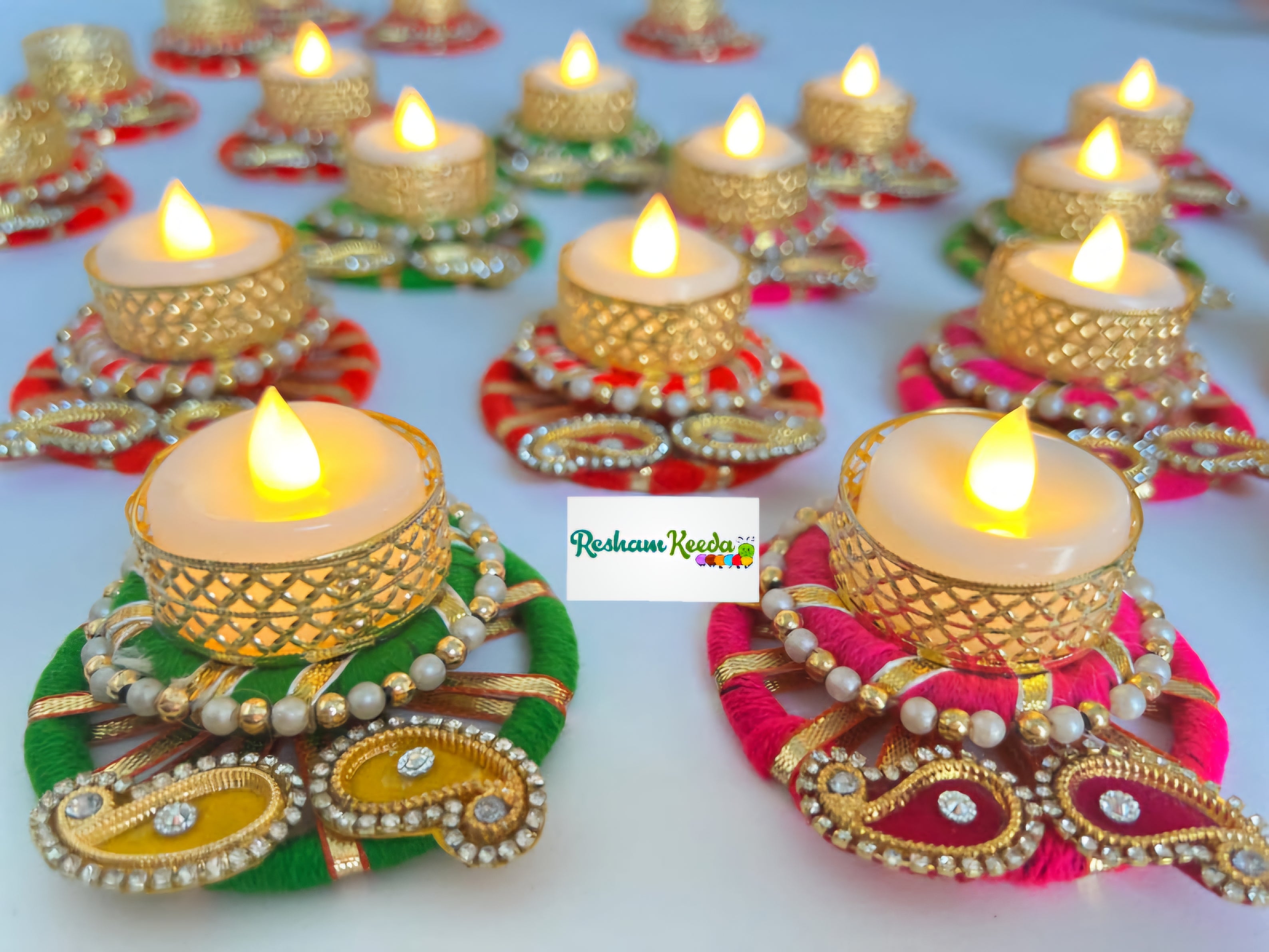 Budget Friendly Handcrafted Kairi Design Tlight and Candle Holders for Wedding Diwali Festival and Home Decoration and Gifting (Pack of 5)