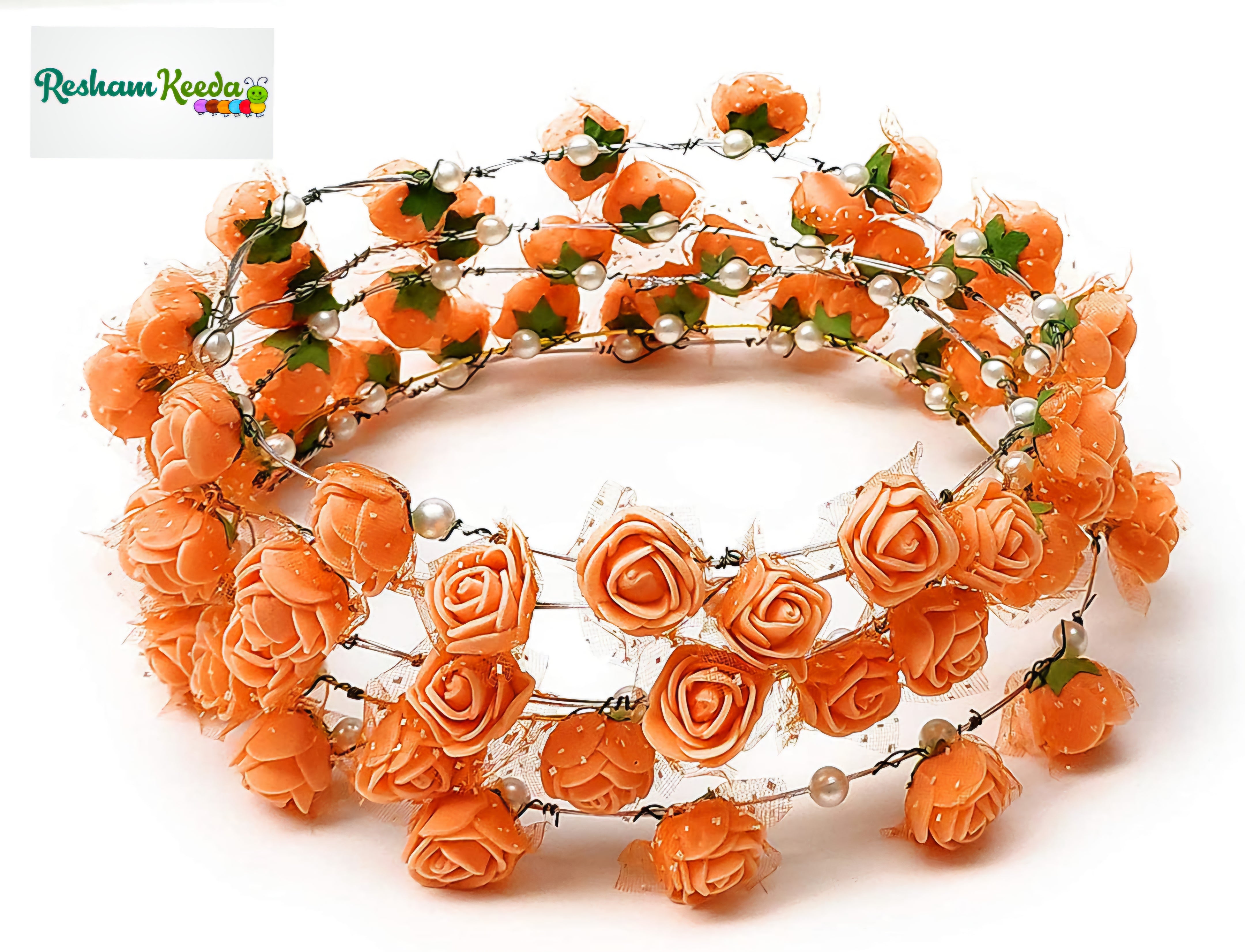Beautiful Pearl Motifs Floral Golden Tiara Crown Set for Return Favours Gifting Giveaways in Haldi Mehendi Wedding Parties for Bridesmaid (Set of 5)