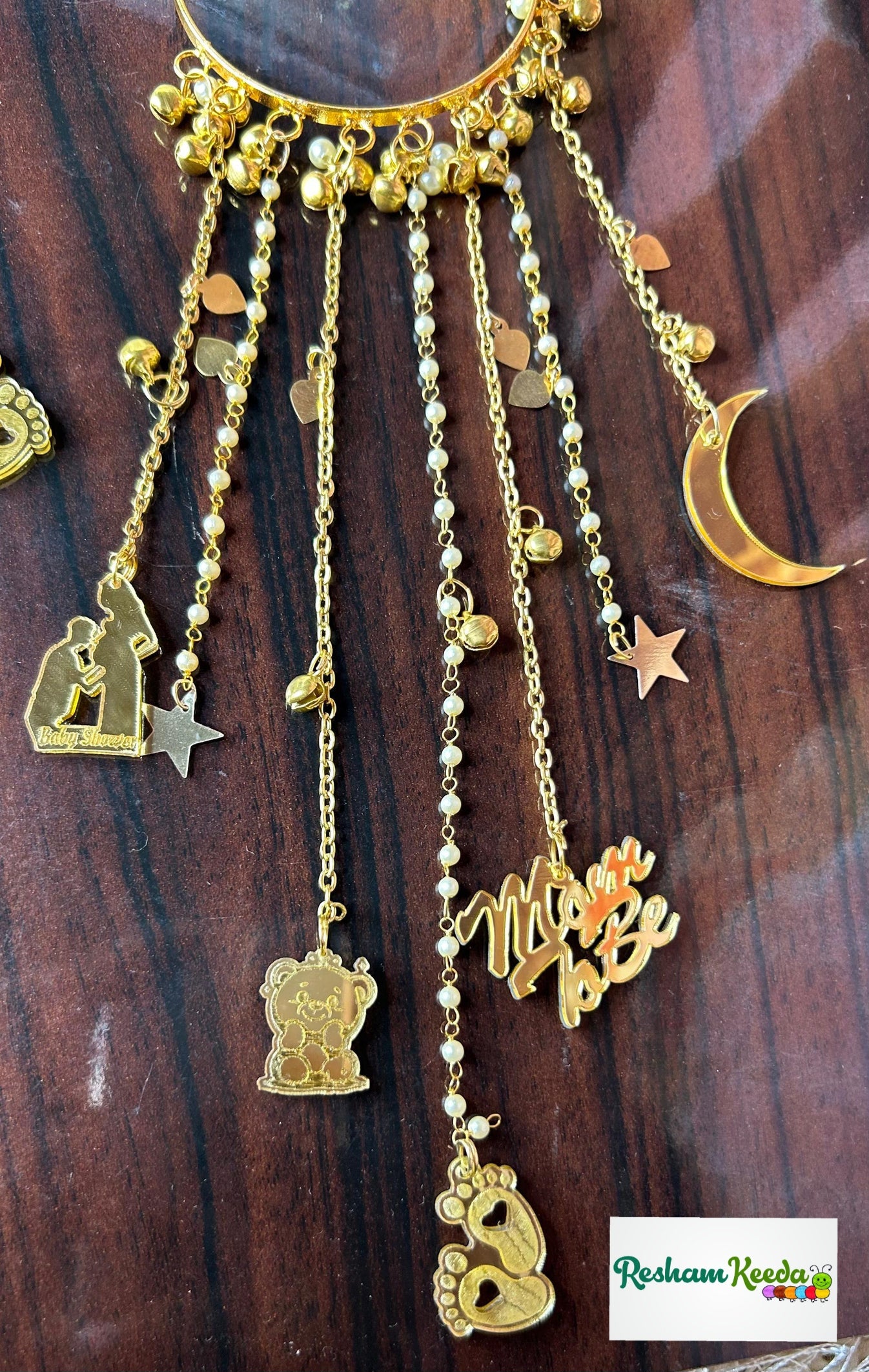 Beautiful Customizable Heavy Design Acrylic Charms Mom To Be Kaleere Latkan Pair for Baby Shower God Bharai Ceremony and Baby Welcoming Function