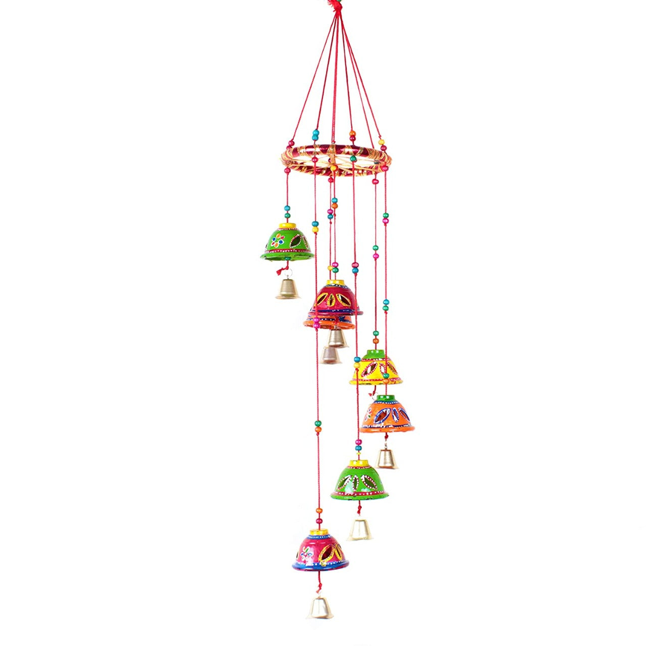 Handcrafted Hand Painted Bell Wall Hanging / Jhoomer / Latkan Wind Chimes for Home, Garden, Balcony Decoration