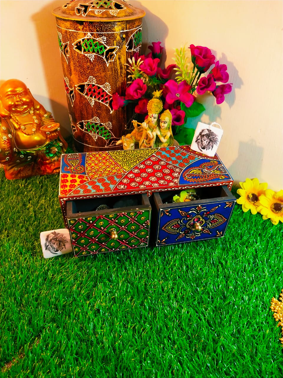 Beautiful Rajasthani Handmade Multicolored Artwork Box