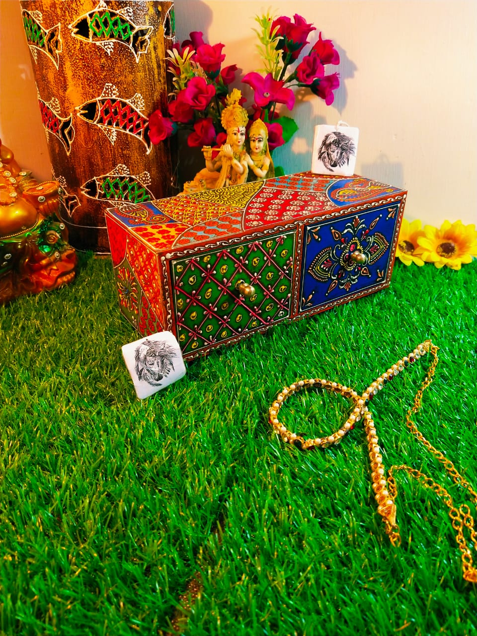 Beautiful Rajasthani Handmade Multicolored Artwork Box